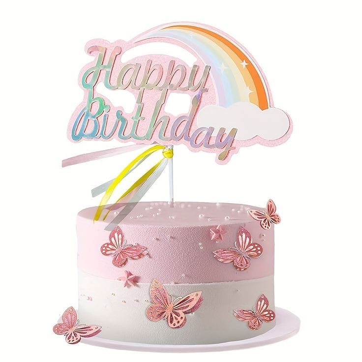 Bakewareind Rainbow Happy Birthday Cake Decoration Cake Topper - Bakeware India