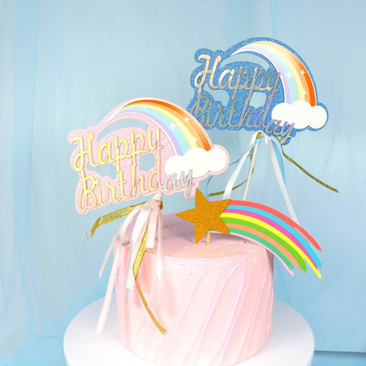 Bakewareind Rainbow Happy Birthday Cake Decoration Cake Topper - Bakeware India