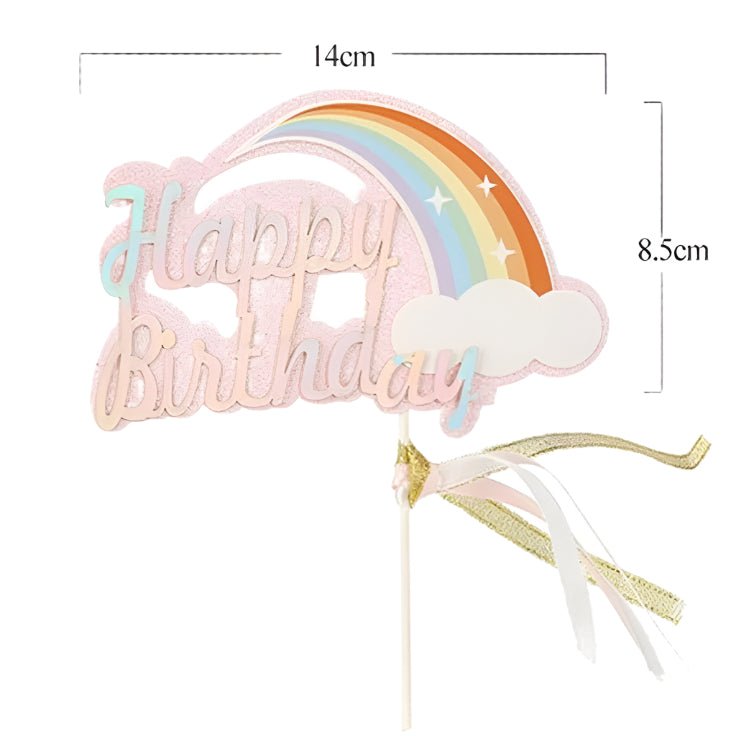 Bakewareind Rainbow Happy Birthday Cake Decoration Cake Topper - Bakeware India