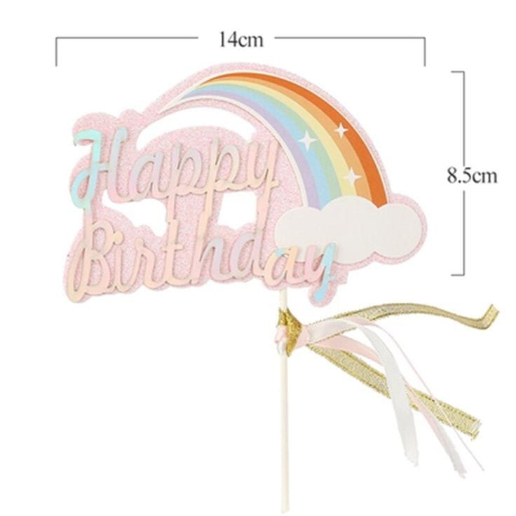 Bakewareind Rainbow Happy Birthday Cake Decoration Cake Topper - Bakeware India