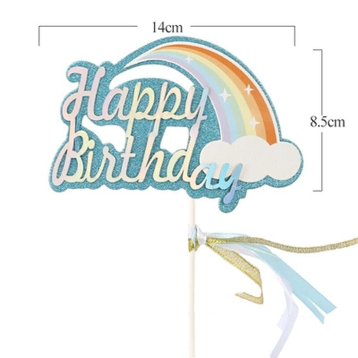 Bakewareind Rainbow Happy Birthday Cake Decoration Cake Topper - Bakeware India