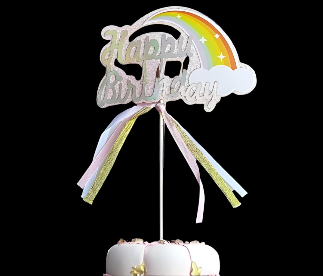 Bakewareind Rainbow Happy Birthday Cake Decoration Cake Topper - Bakeware India