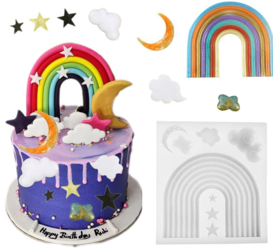 Bakewareind Rainbow Star Moon Cloud Fondant Silicone Chocolate Mould - Bakeware India