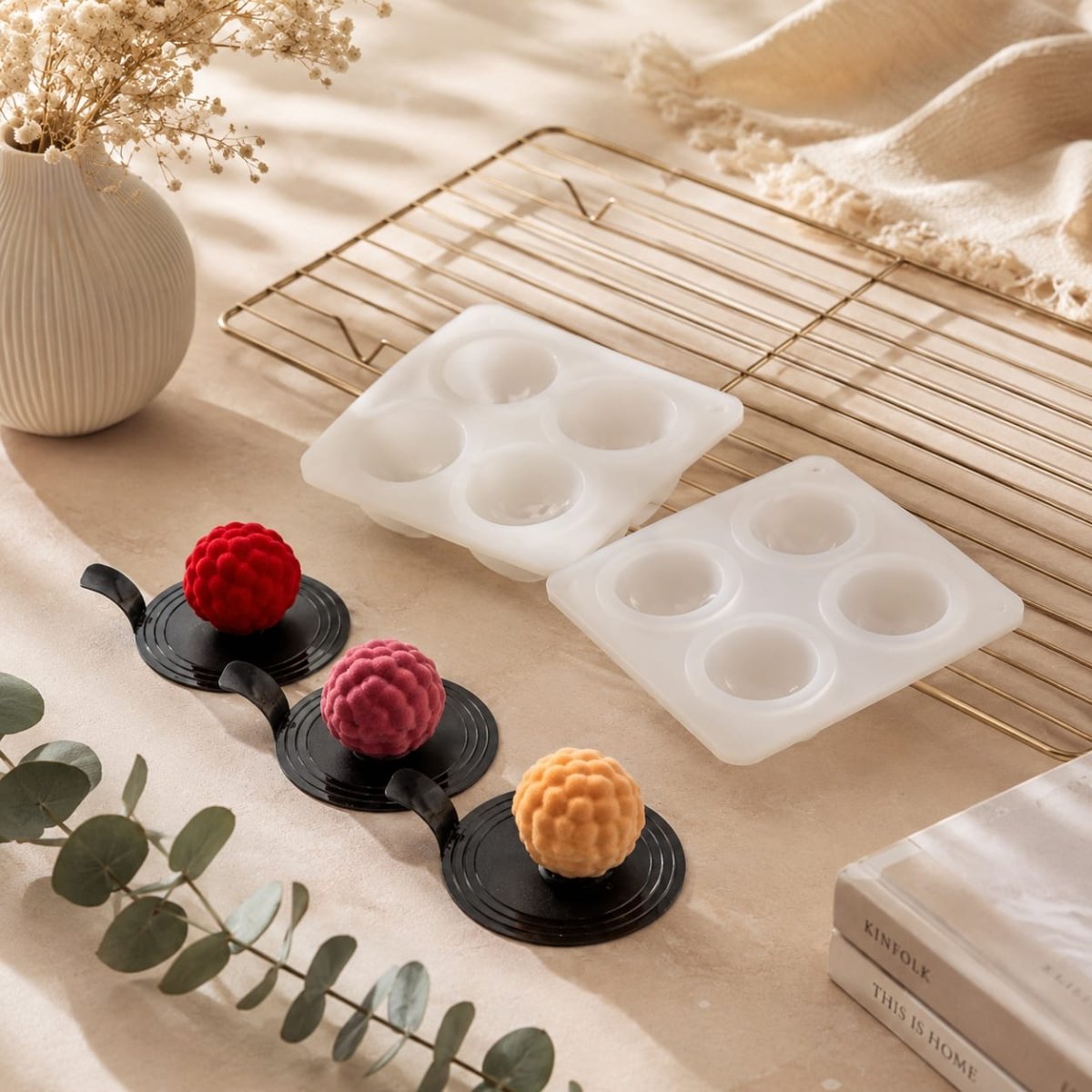 Bakewareind Raspberry Berry Chocolate Mousse Cake Silicone Mould, 4 cavity - Bakeware India