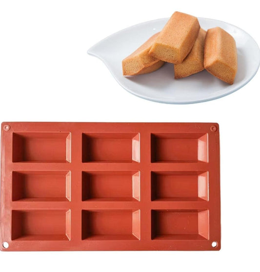 Bakewareind Rectangle Bread Loaf Pan Entrement Silicone Chocolate Mould, 9 Cavity - Bakeware India
