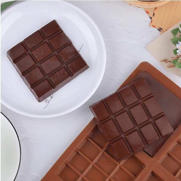 Bakewareind Rectangle Design Candy Bar Fondant Chocolate Silicone Mould, 6 Cavity - Bakeware India