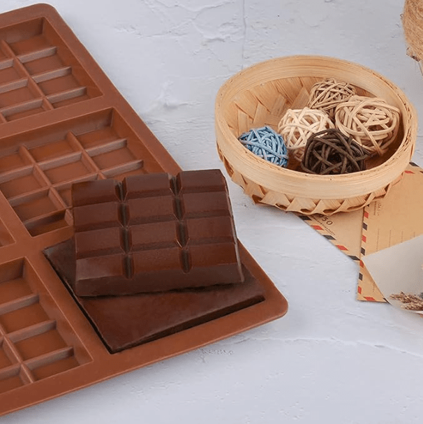 Bakewareind Rectangle Design Candy Bar Fondant Chocolate Silicone Mould, 6 Cavity - Bakeware India