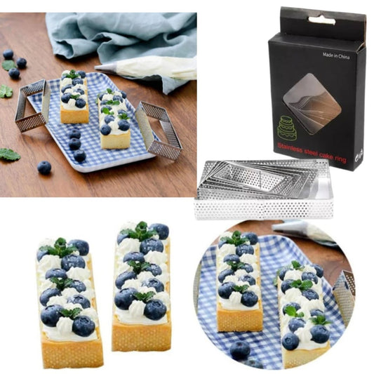 Bakewareind Rectangle Perforated Tart Rings 6pcs - Bakeware India