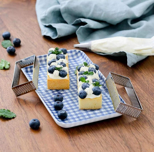 Bakewareind Rectangle Perforated Tart Rings 6pcs - Bakeware India