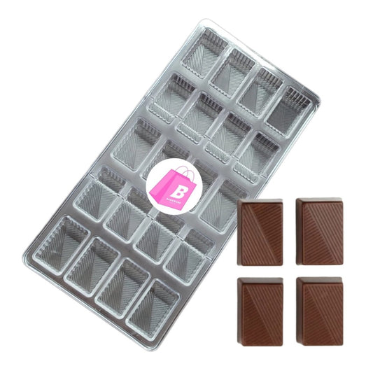 Bakewareind Rectangle Stripes Polycarbonate Chocolate Mould, 20 Cavity - Bakeware India