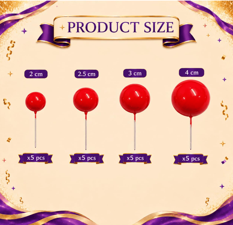 Bakewareind Red Faux Ball Topper Cake Decorating,20pcs - Bakeware India