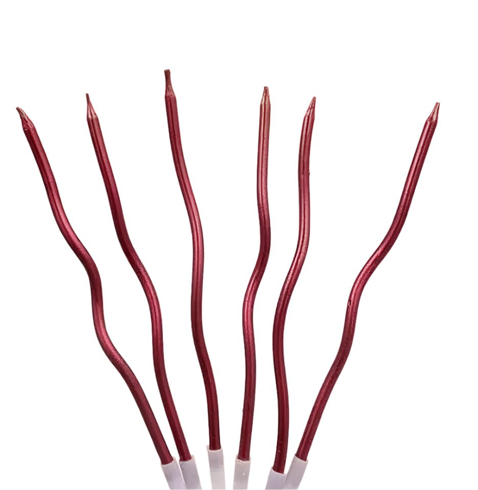 Bakewareind Red Metallic Spiral Cake candles 6pc - Bakeware India