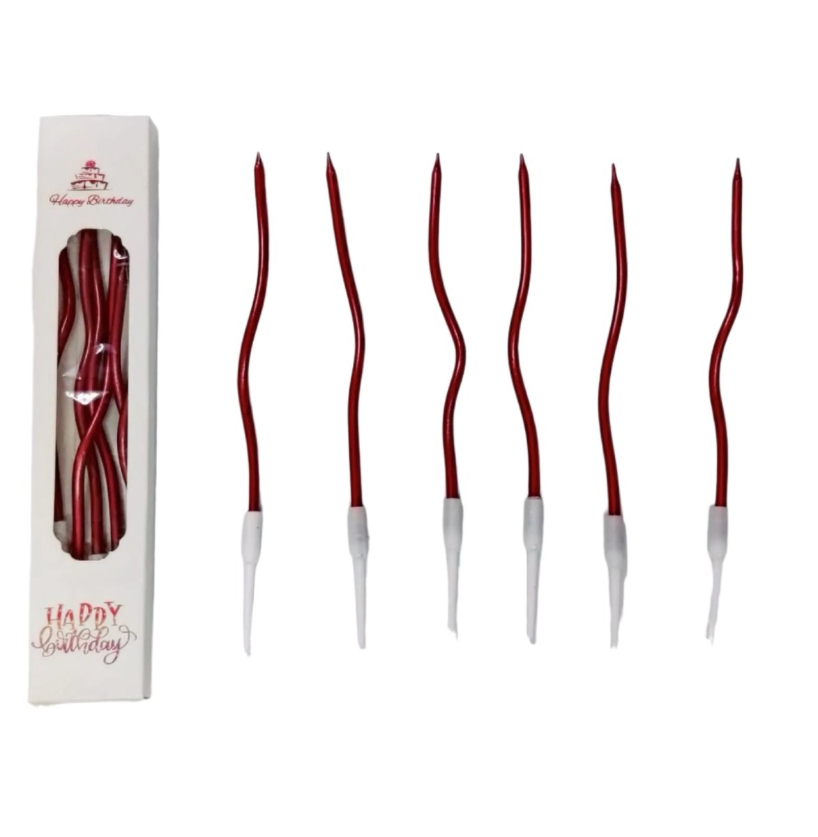 Bakewareind Red Metallic Spiral Cake candles 6pc - Bakeware India