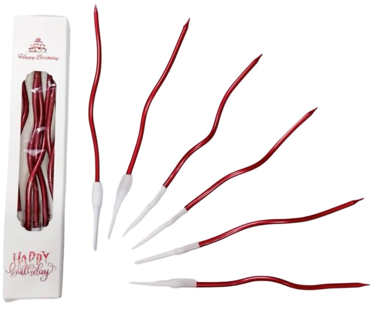 Bakewareind Red Metallic Spiral Cake candles 6pc - Bakeware India
