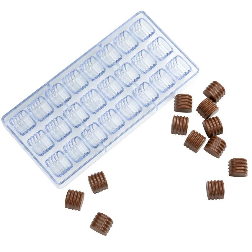 Bakewareind Ridged Rectangular Polycarbonate Chocolate Mould, 27 Cavity - Bakeware India