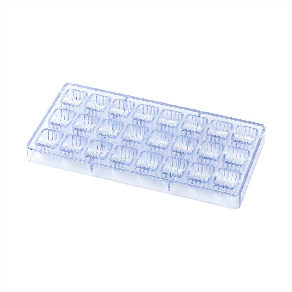 Bakewareind Ridged Rectangular Polycarbonate Chocolate Mould, 27 Cavity - Bakeware India