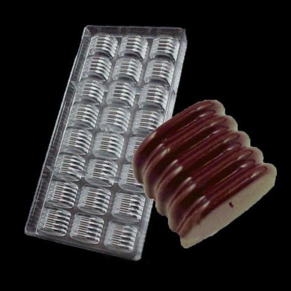 Bakewareind Ridged Rectangular Polycarbonate Chocolate Mould, 27 Cavity - Bakeware India