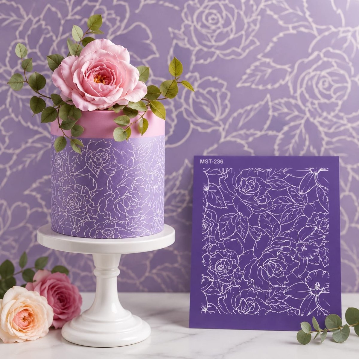 Bakewareind Rose Affair Reusable Fabric Mesh Cake Decorating Stencil - Bakeware India