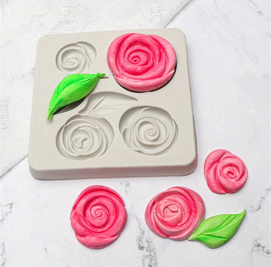 Bakewareind Rose Flower Leaf Fondant Silicone Mould - Bakeware India