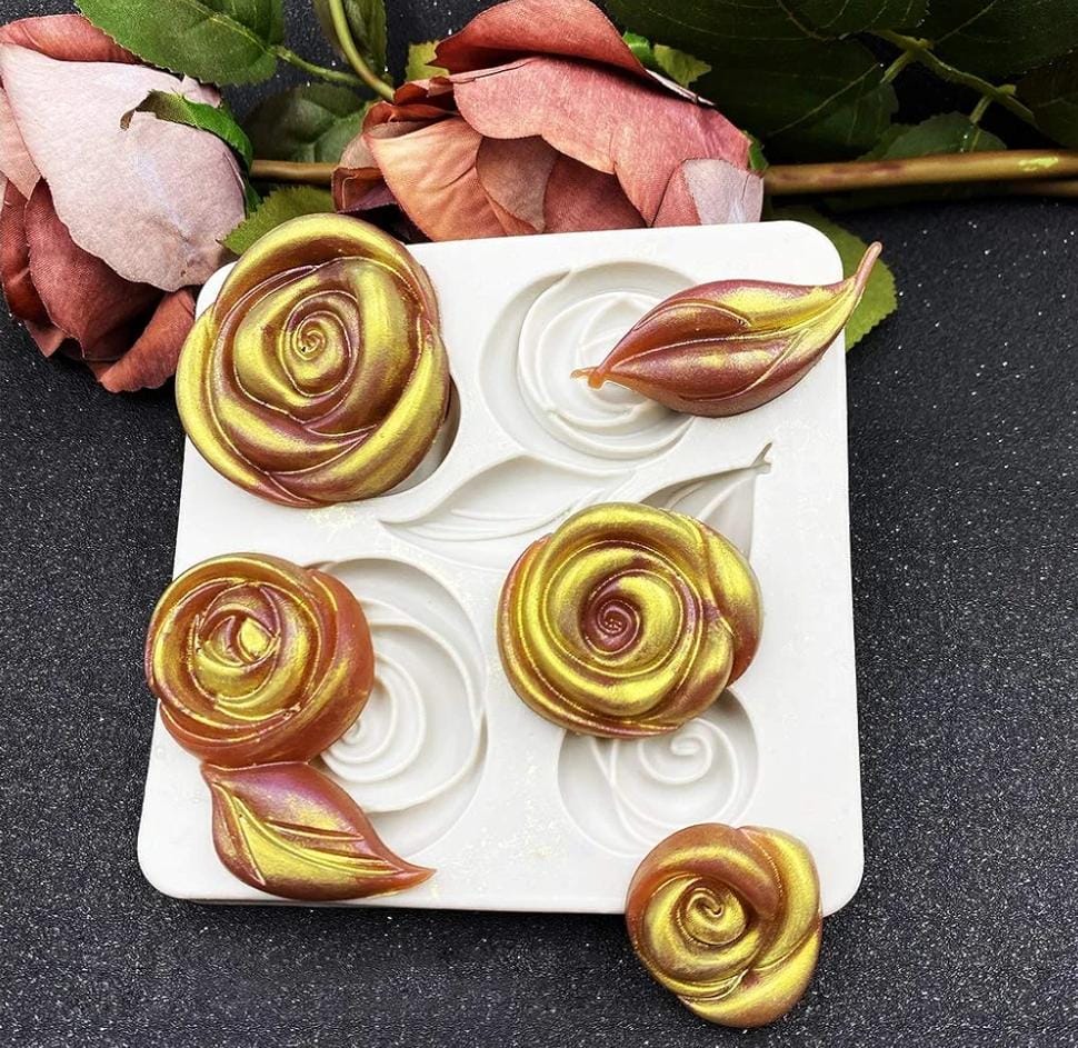 Bakewareind Rose Flower Leaf Fondant Silicone Mould - Bakeware India