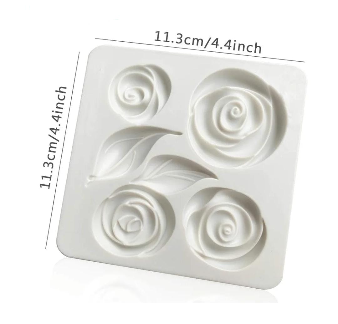 Bakewareind Rose Flower Leaf Fondant Silicone Mould - Bakeware India