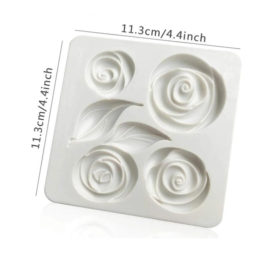 Bakewareind Rose Flower Leaf Fondant Silicone Mould - Bakeware India