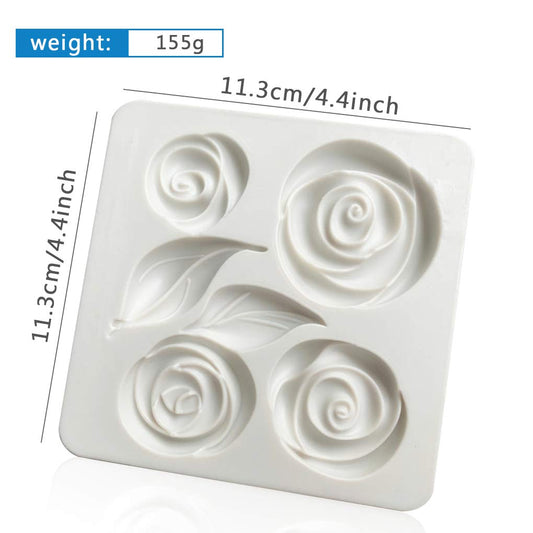 Bakewareind Rose Flower Leaf Fondant Silicone Mould - Bakeware India