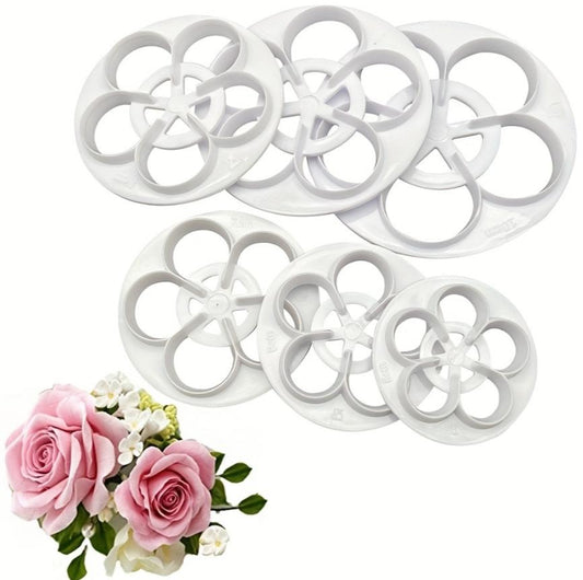 Bakewareind Rose Flower Petal Fondant Cutter Set, 6 pcs - Bakeware India