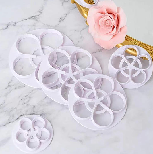 Bakewareind Rose Flower Petal Fondant Cutter Set, 6 pcs - Bakeware India