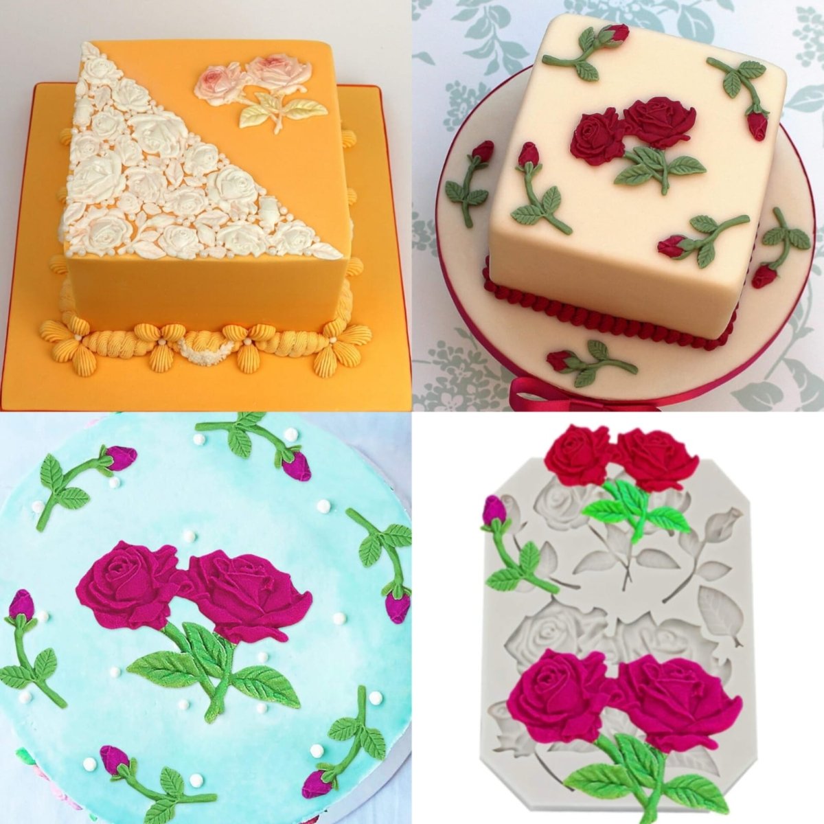 Bakewareind Rose Leaf Flower Chocolate Fondant Silicone Mould Cake Decorating - Bakeware India
