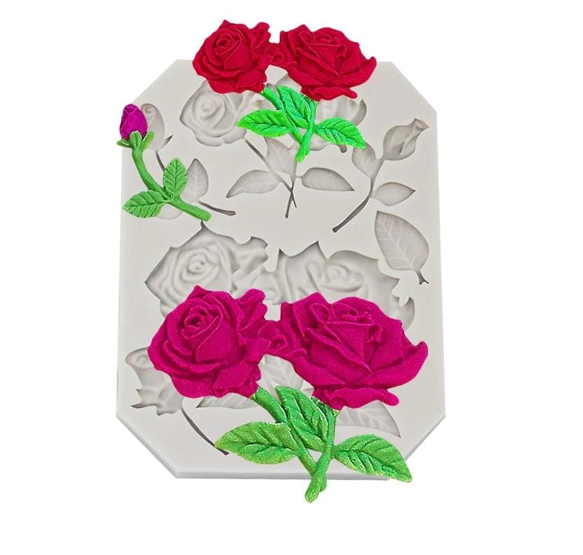 Bakewareind Rose Leaf Flower Chocolate Fondant Silicone Mould Cake Decorating - Bakeware India