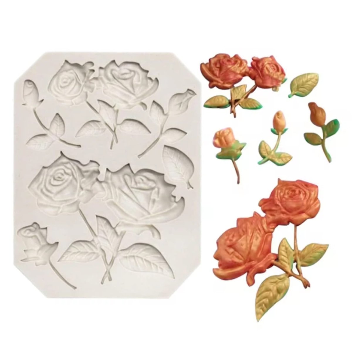 Bakewareind Rose Leaf Flower Chocolate Fondant Silicone Mould Cake Decorating - Bakeware India