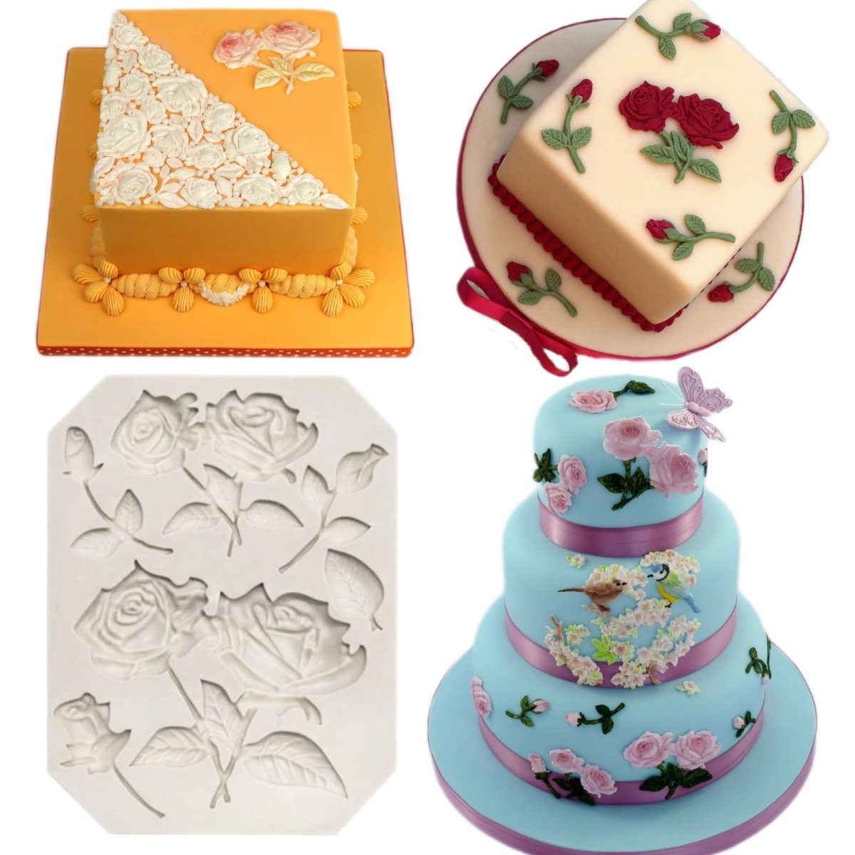 Bakewareind Rose Leaf Flower Chocolate Fondant Silicone Mould Cake Decorating - Bakeware India