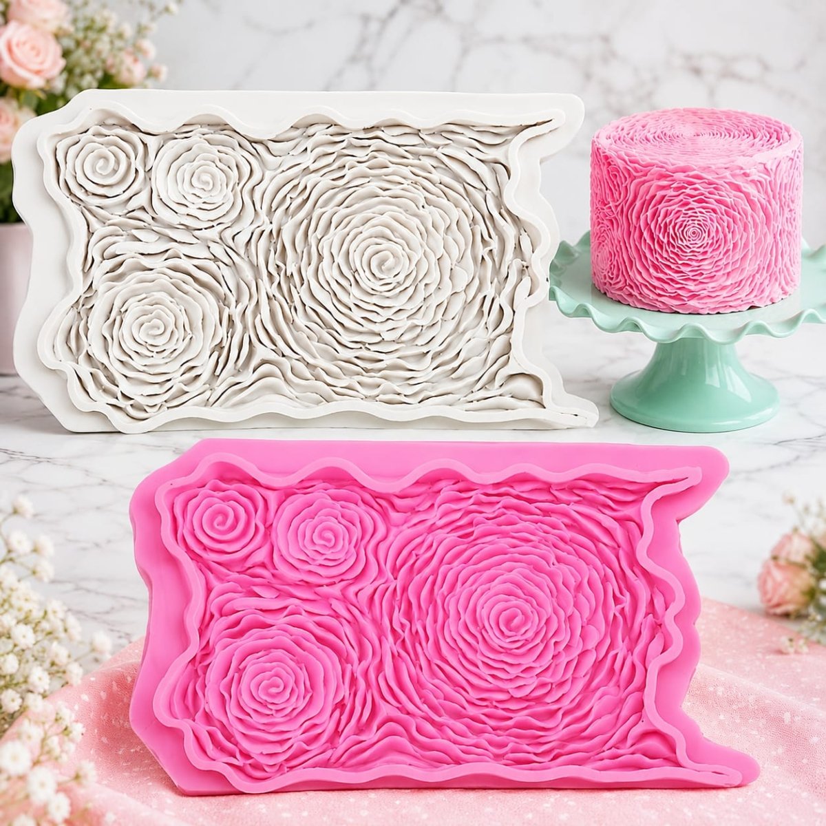 Bakewareind Rosette Texture Silicone Onlay Texture Mat Cake Mould - Bakeware India