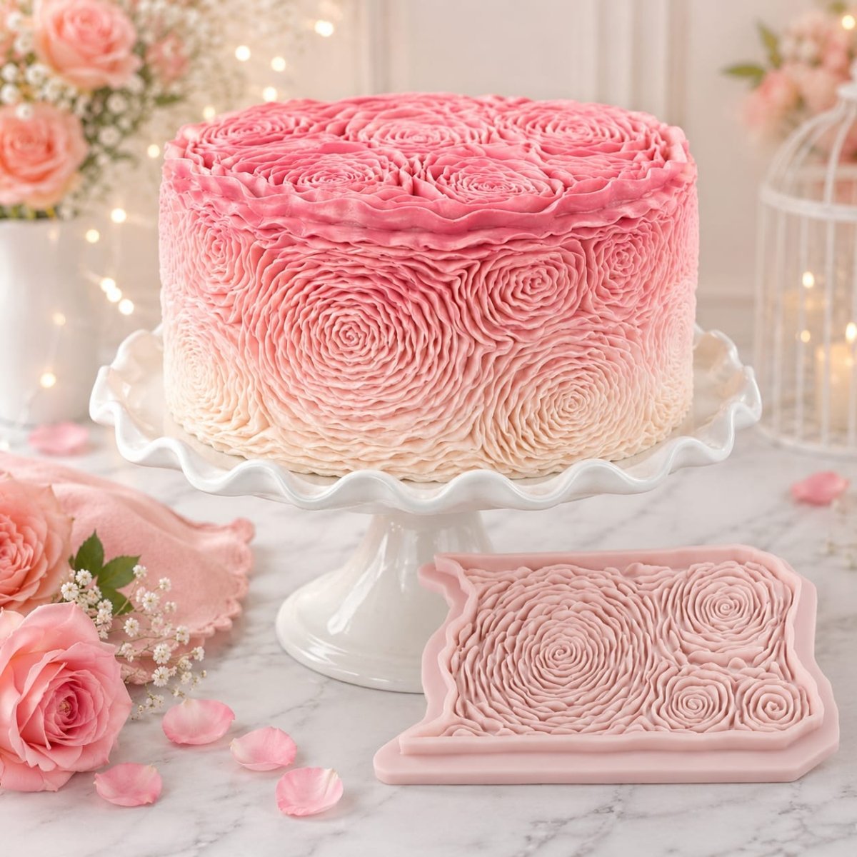 Bakewareind Rosette Texture Silicone Onlay Texture Mat Cake Mould - Bakeware India