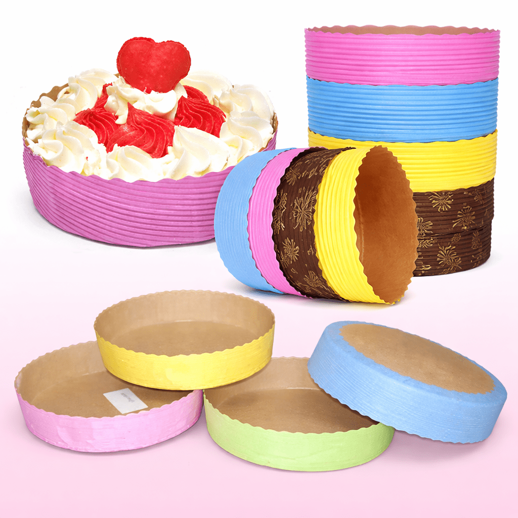 Bakewareind Round Assorted Color Cake Bake and serve liners , 10pcs - Bakeware India