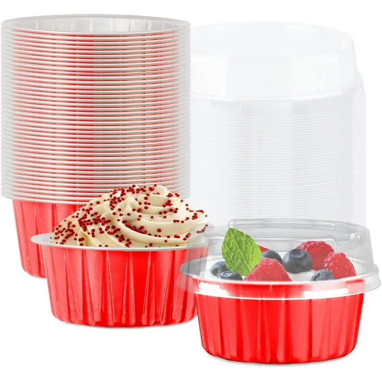 Bakewareind Round Baking Cups Aluminum Foil with Lid Disposable Reusable ( select quantity) - Bakeware India