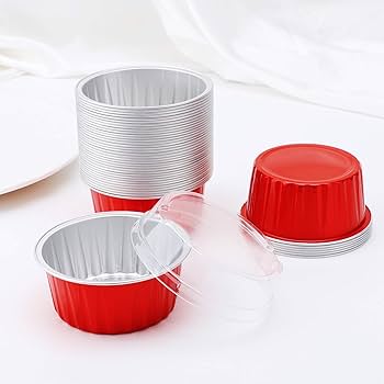 Bakewareind Round Baking Cups Aluminum Foil with Lid Disposable Reusable ( select quantity) - Bakeware India