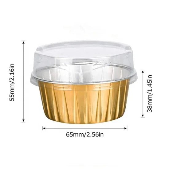 Bakewareind Round Baking Mousse Cake Foil Cups with Lid ,25pc - Bakeware India