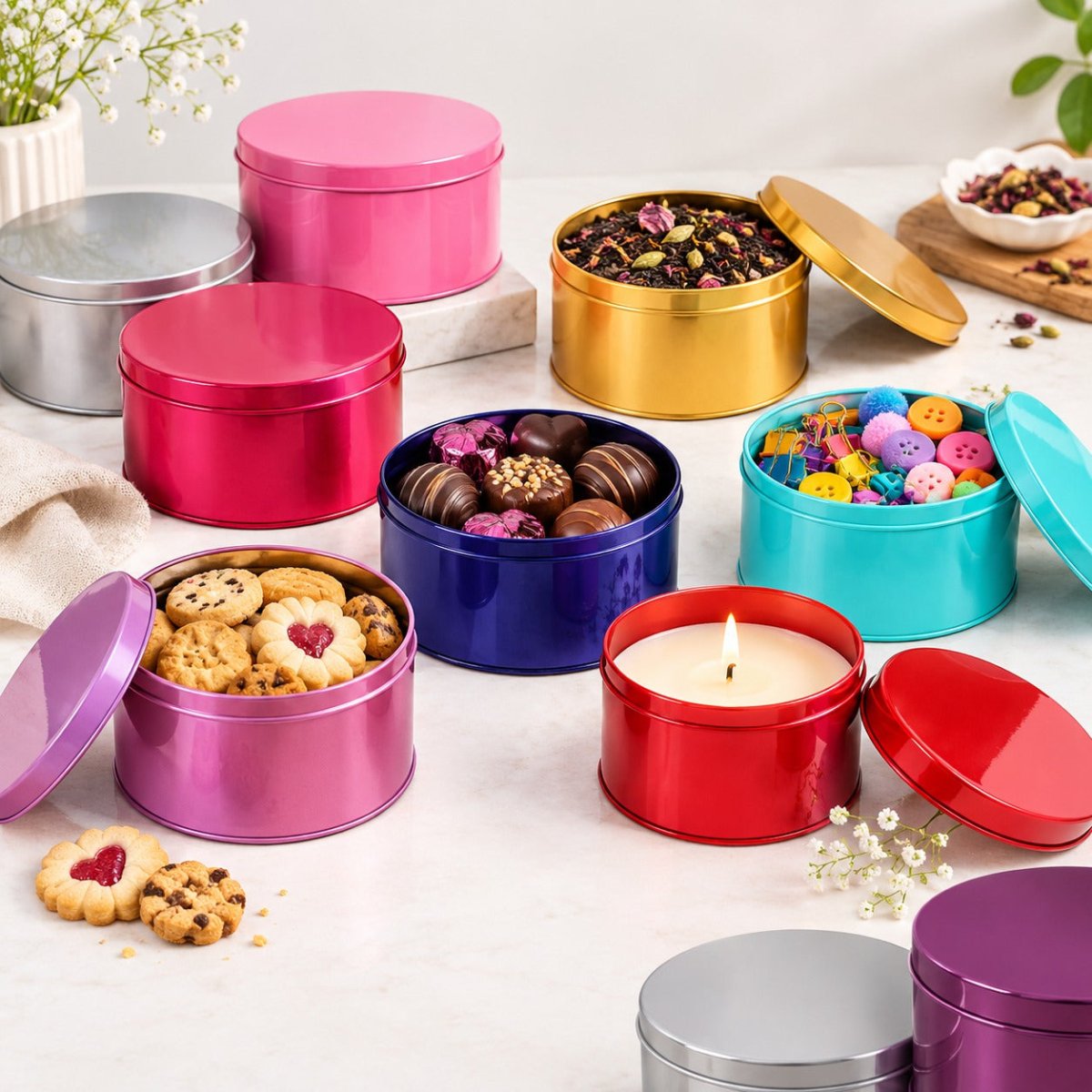 Bakewareind Round Metal Dream Cake Tins Boxes With Lids - Bakeware India