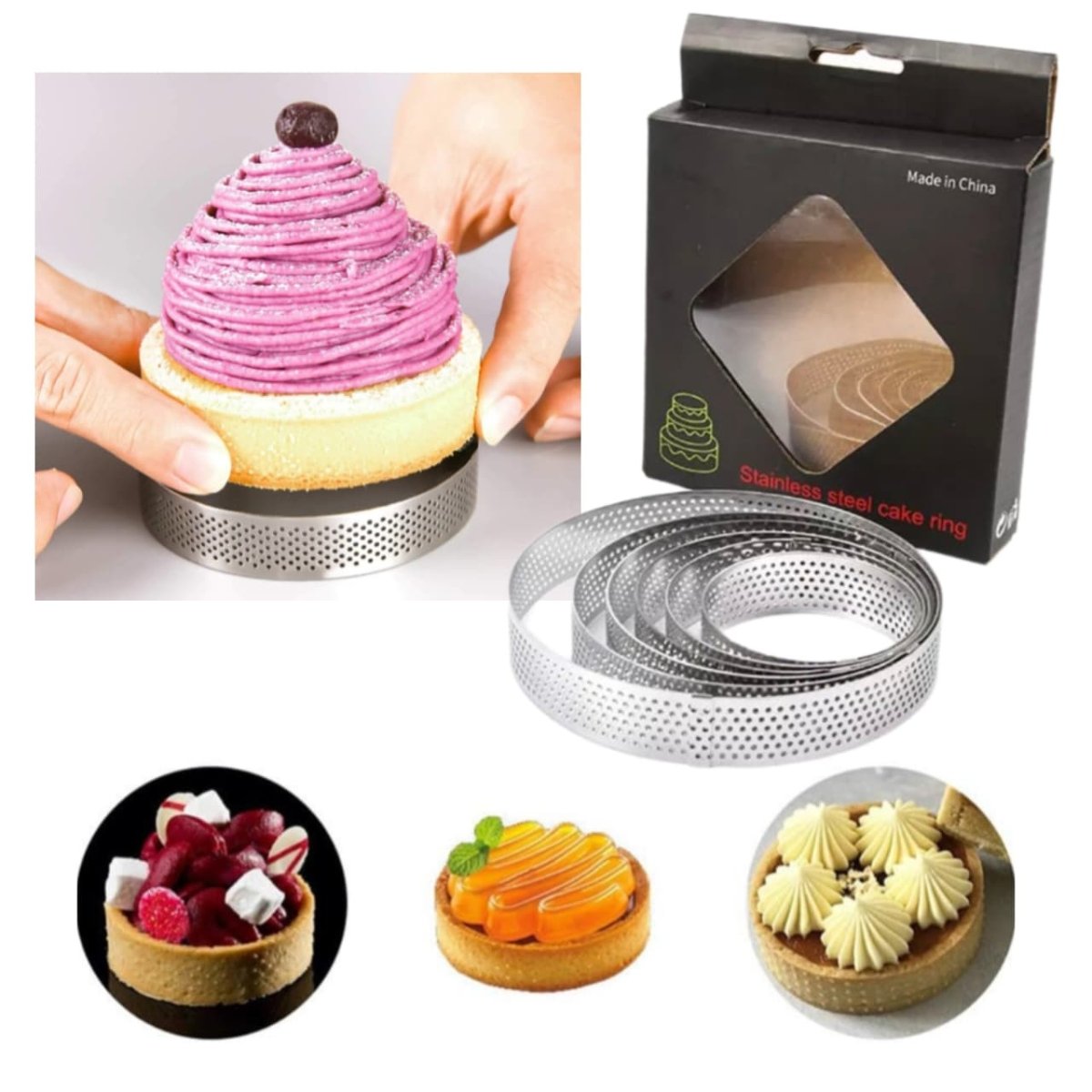 Bakewareind Round Perforated Tart Rings 6pcs - Bakeware India