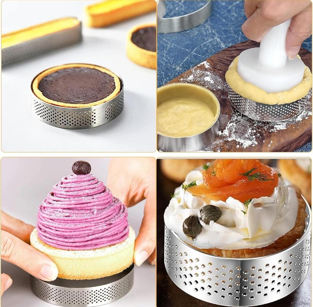 Bakewareind Round Perforated Tart Rings 6pcs - Bakeware India