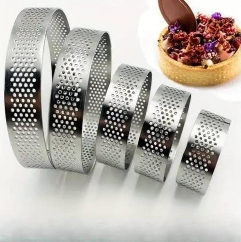 Bakewareind Round Perforated Tart Rings 6pcs - Bakeware India