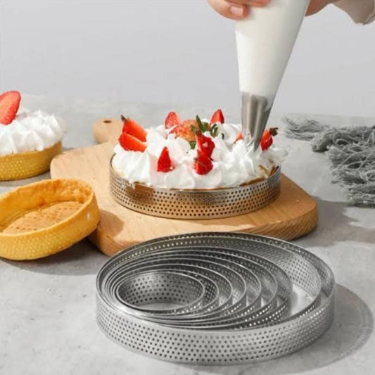 Bakewareind Round Perforated Tart Rings 6pcs - Bakeware India