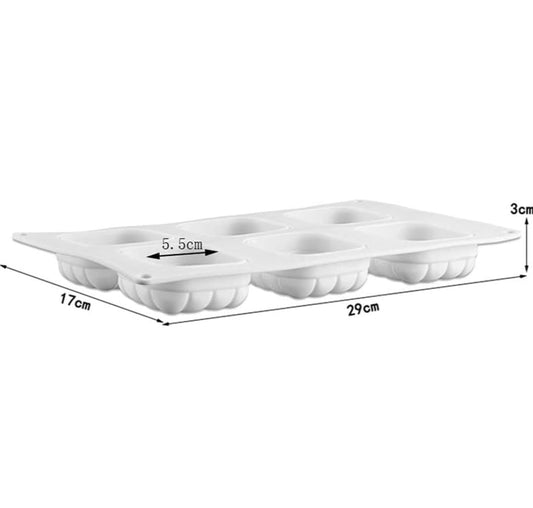 Bakewareind Round Pillow Entremet Cake Silicone Mould , 6 Cavity - Bakeware India