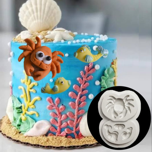 Bakewareind Sea Crab Fish Underwater Fondant Silicone Mould - Bakeware India