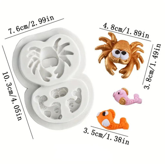 Bakewareind Sea Crab Fish Underwater Fondant Silicone Mould - Bakeware India