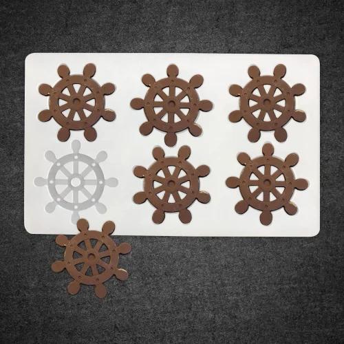 Bakewareind Ship Steering Wheel Chocolate Garnish Silicone Mould - Bakeware India