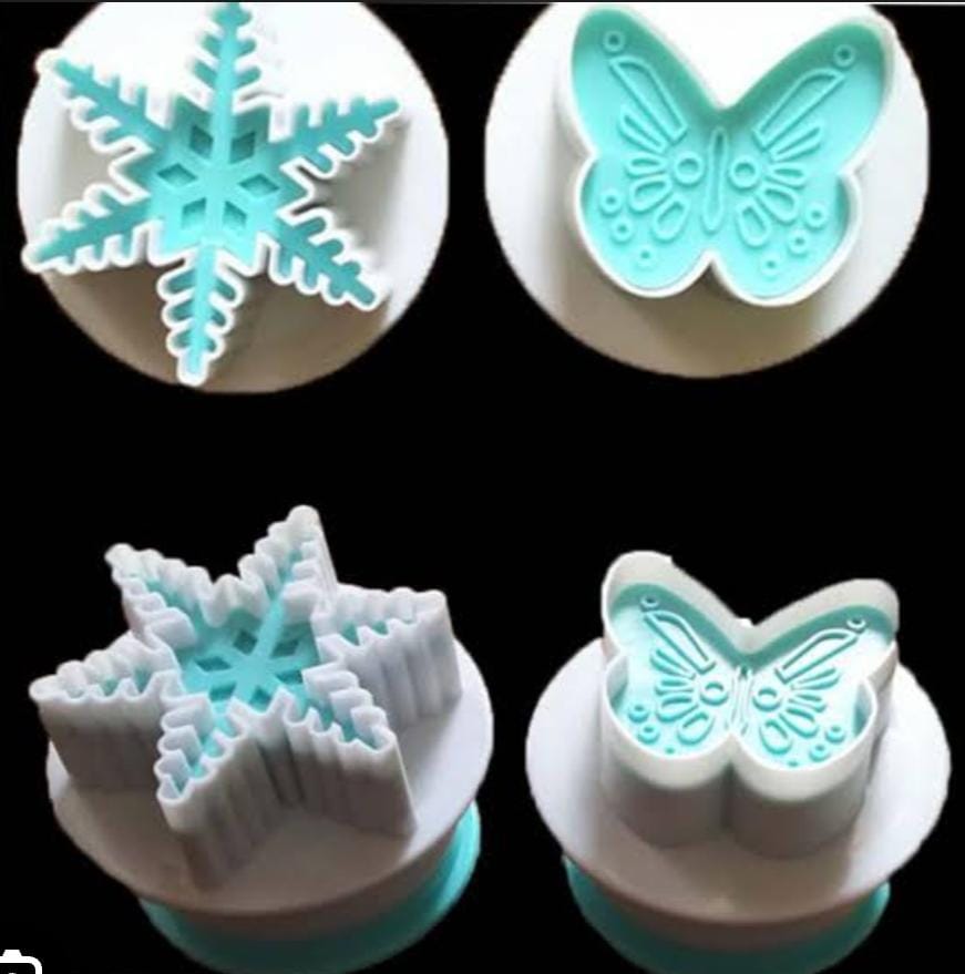 Bakewareind Snowflake Butterfly 2 in 1 Plunger Cake Fondant Cutter - Bakeware India