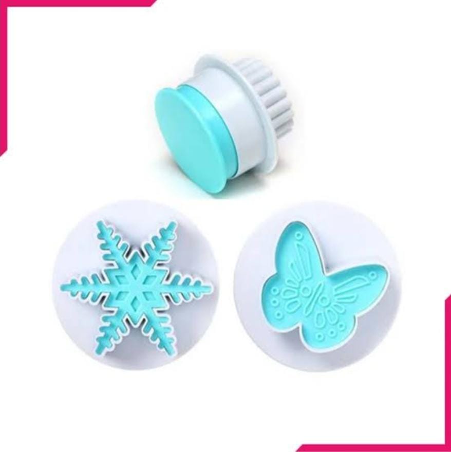 Bakewareind Snowflake Butterfly 2 in 1 Plunger Cake Fondant Cutter - Bakeware India